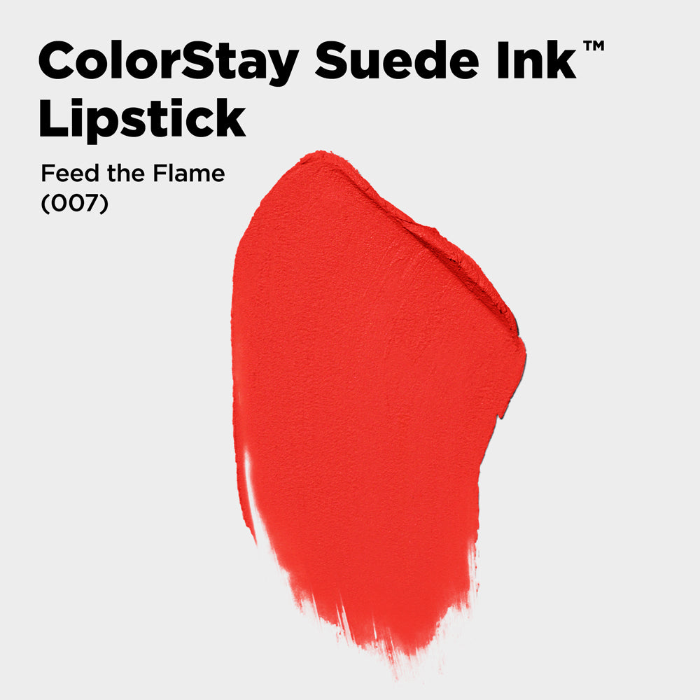 Revlon ColorStay Suede Ink Lipstick, longwear matte lipstick, smudge-proof and transfer-resistant, 8-hour wear, intense pigmented vegan formula, precise angled tip for easy application | Buzëkuq Revlon ColorStay Suede Ink, buzëkuq mat qëndron gjatë, pa njolla dhe pa transferim, qëndron deri në 8 orë, formulë vegane me pigment të theksuar, majë e pjerrët për aplikim të saktë